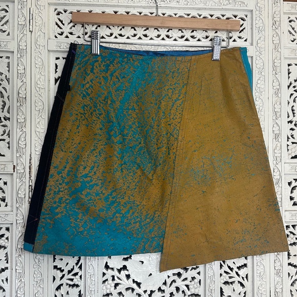OHDD Save The Queen Avante Garde Steam Punk Denim & Suede Leather Skirt Sz Small - Picture 5 of 9
